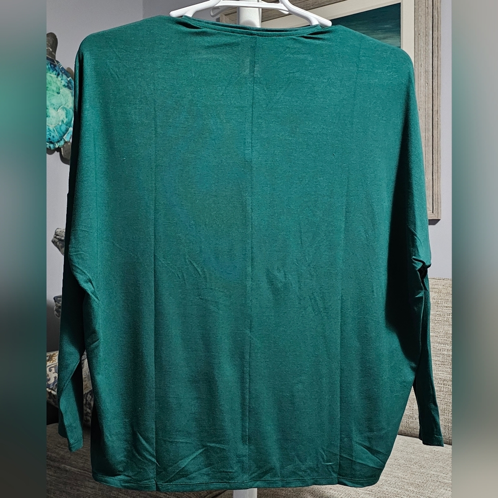 White House Black Market Woven Front Long Sleeve Tee Sz Medium - Picture 7 of 10